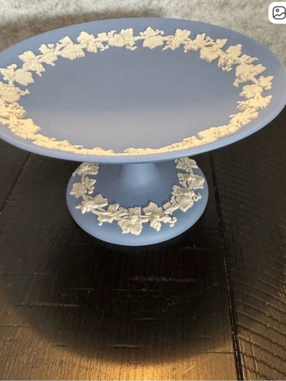 Blue Wedgewood Pedestal Compote with White Relief